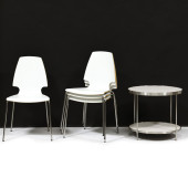 FOUR MODERNIST WHITE LAMINATE
