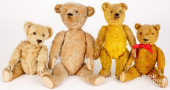 FOUR MOHAIR TEDDY BEARS, EARLY