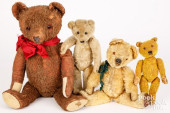 FOUR MOHAIR TEDDY BEARS, EARLY