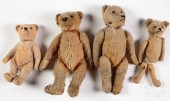 FOUR MOHAIR TEDDY BEARS, EARLY