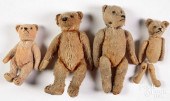 FOUR MOHAIR TEDDY BEARS, EARLY