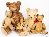FOUR MOHAIR TEDDY BEARSFour mo