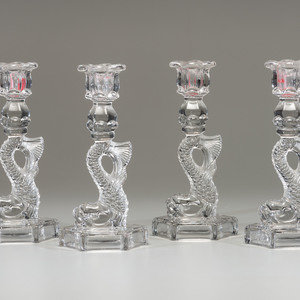 Four Molded Glass Dolphin