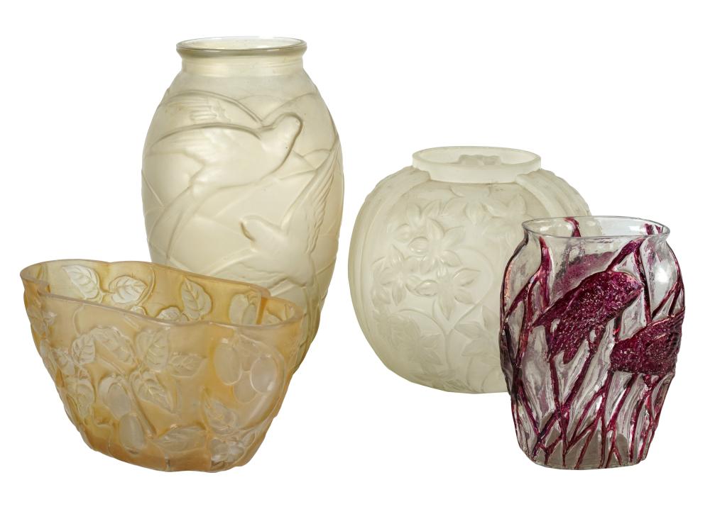 FOUR MOLDED GLASS VASESthe first:
