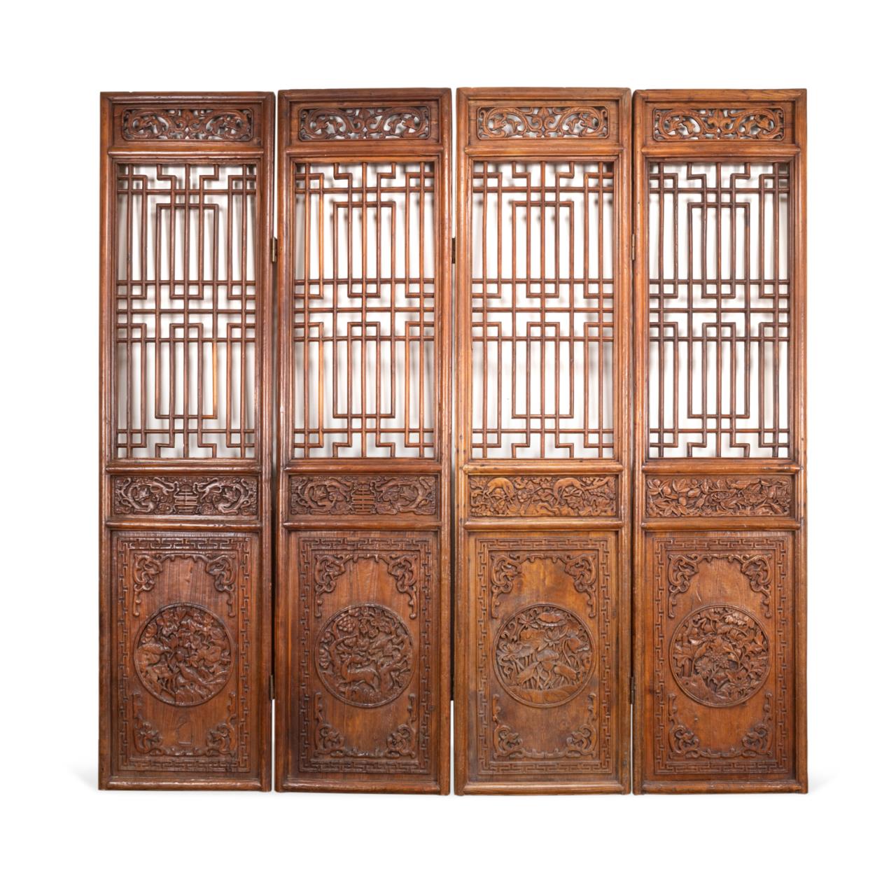 FOUR MONUMENTAL CHINESE CARVED