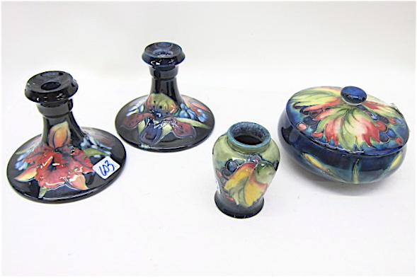FOUR MOORCROFT POTTERY PIECES c.