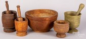 FOUR MORTAR AND PESTLES, 19TH/