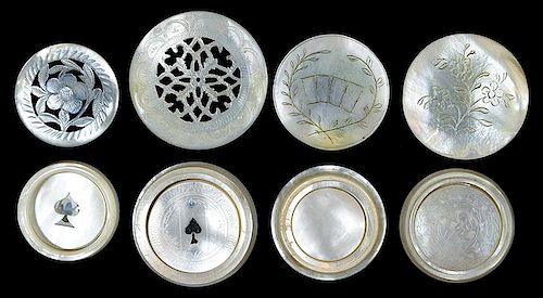 FOUR MOTHER OF PEARL WHIST