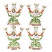 FOUR MOTTAHEDEH TULIP HOLDERS