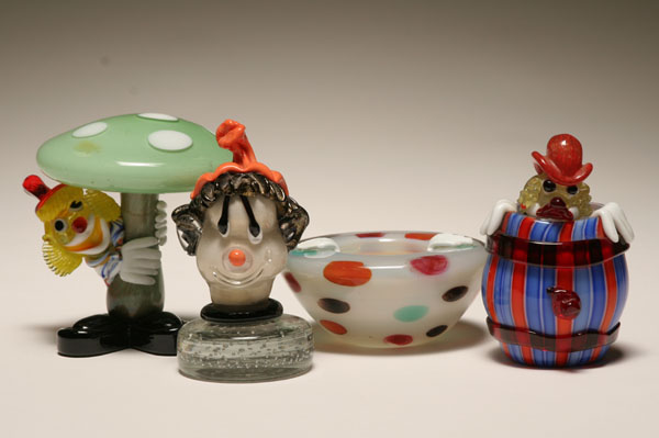 Four Murano art glass clown figures
