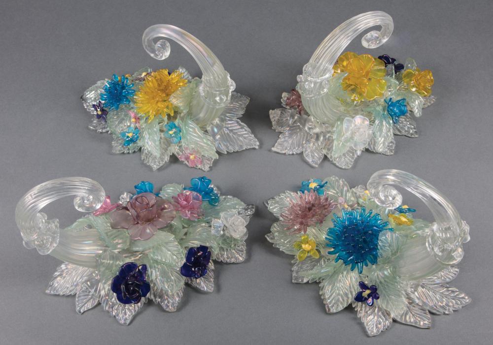 FOUR MURANO GLASS CORNUCOPIA