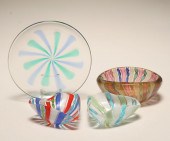 Four Murano polychrome art gla