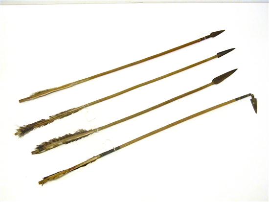 Four Native American arrows from