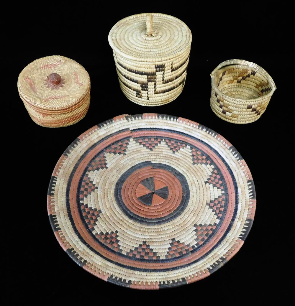 FOUR NATIVE AMERICAN BASKETS