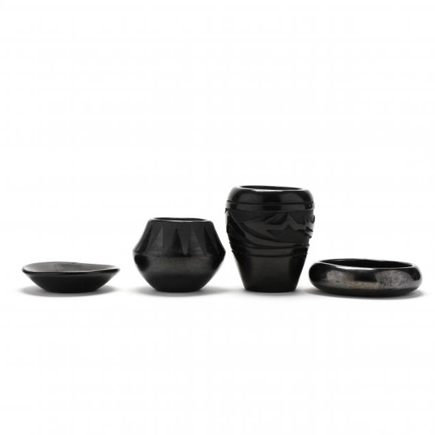FOUR NATIVE AMERICAN BLACKWARE POTS
