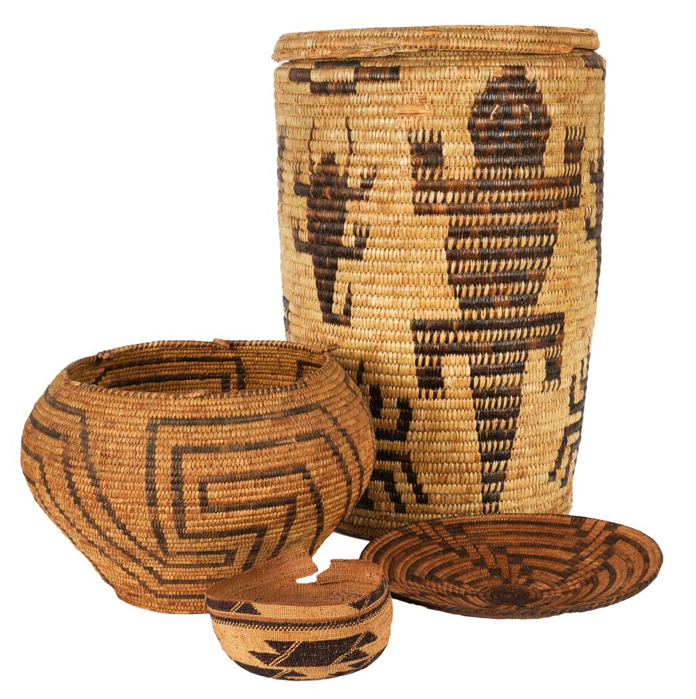 FOUR NATIVE AMERICAN COILED