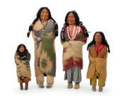 FOUR NATIVE AMERICAN DOLLS<br>