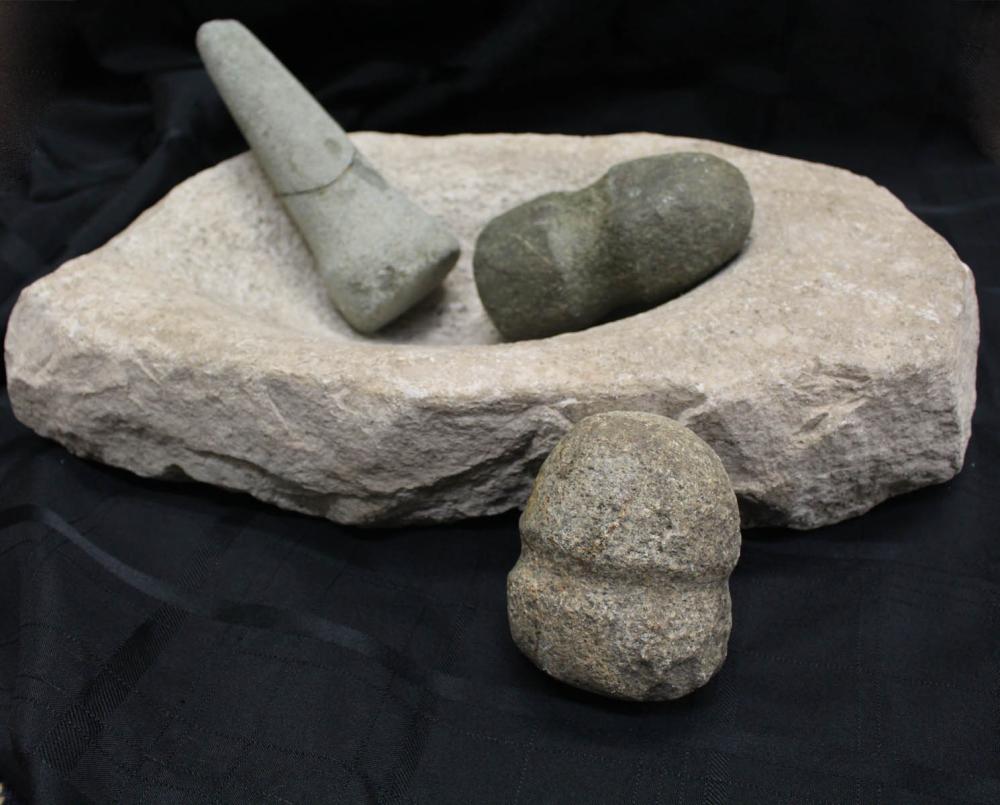 FOUR NATIVE AMERICAN GROUND STONE