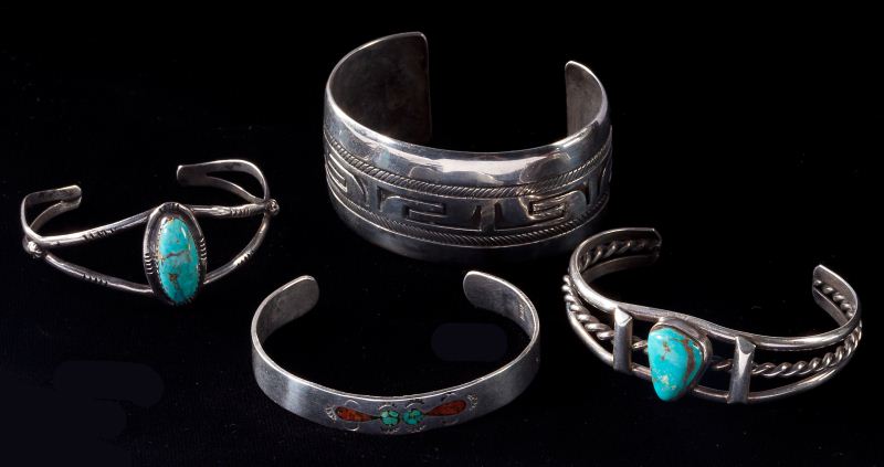 Four Native American Silver Cuff