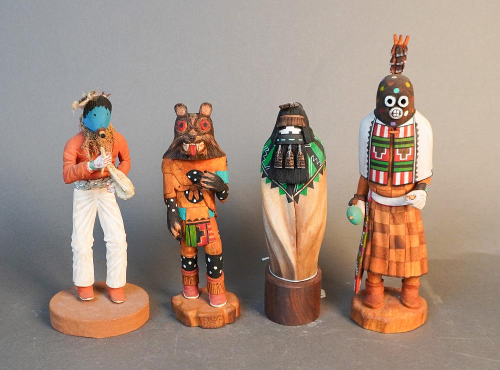 FOUR NAVAJO OR HOPI PARTIAL PAINTED