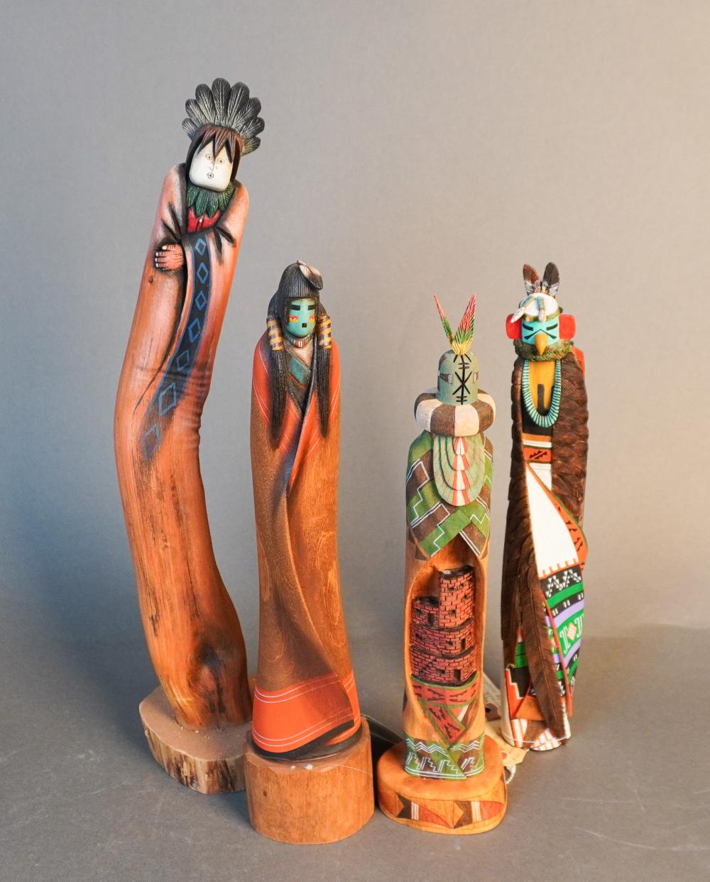 FOUR NAVAJO OR HOPI PARTIAL PAINTED