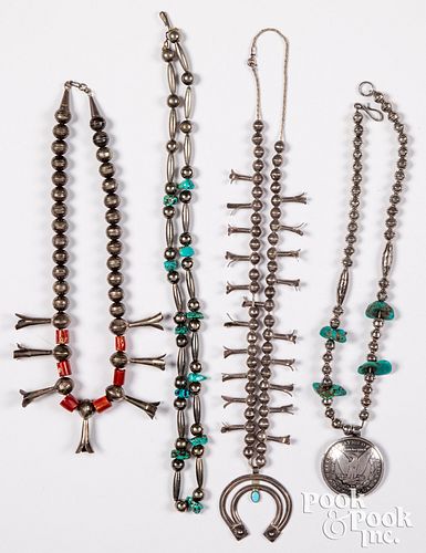 FOUR NAVAJO OR ZUNI INDIAN SILVER