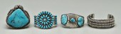 Four Navajo silver bracelets: