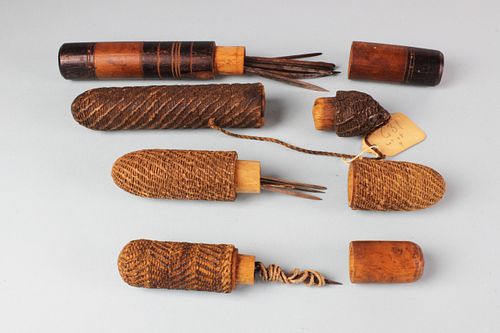 FOUR NEEDLE CASES, CIRCA