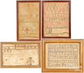 FOUR NEEDLEWORK SAMPLERS, 18TH