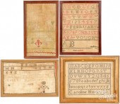 FOUR NEEDLEWORK SAMPLERS, 18TH
