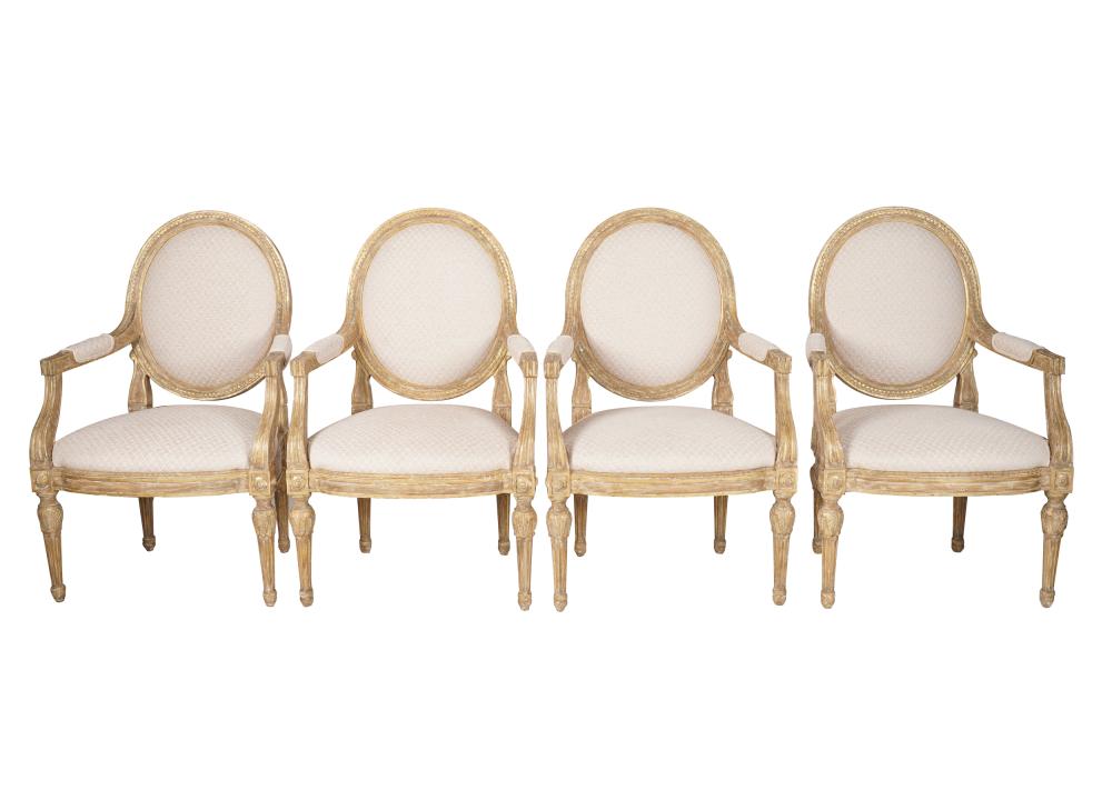 FOUR NEOCLASSIC CARVED GILTWOOD
