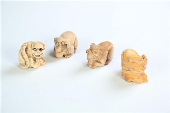 FOUR NETSUKES.  Japan  20th century