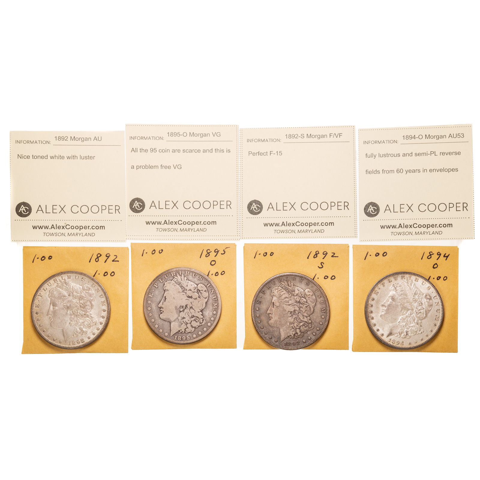 FOUR NICE MORGANS 92, 92-S, 94-O
