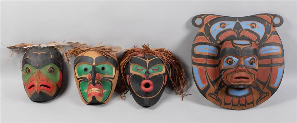 FOUR NORTHWEST COAST KWAKIUTL MASKS
