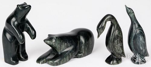 FOUR NORTHWEST COAST STONE ANIMAL