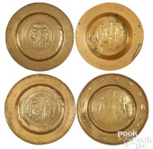FOUR NURENBURG BRASS ALMS DISH