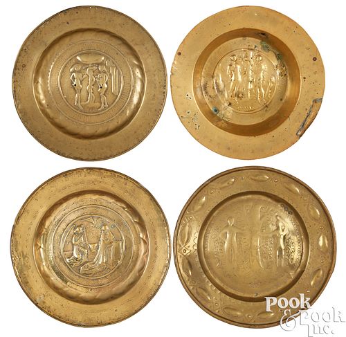 FOUR NURENBURG BRASS ALMS