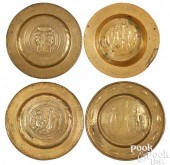 FOUR NURENBURG BRASS ALMS DISH