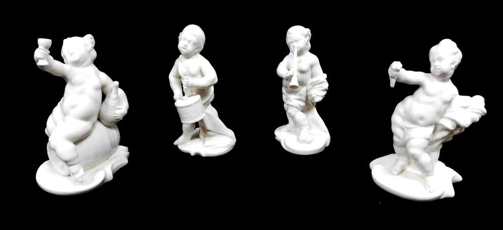FOUR NYMPHENBURG PORCELAIN BLANC DE