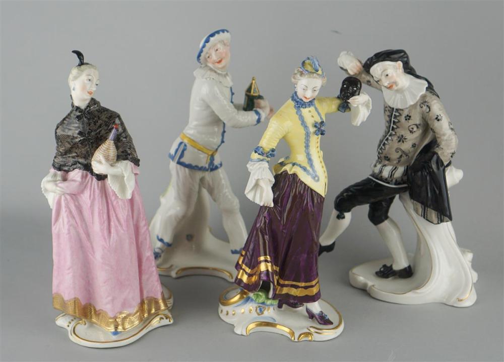 FOUR NYMPHENBURG PORCELAIN COMMEDIA