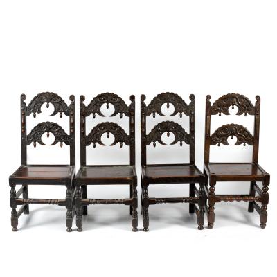 Four oak dining chairs with