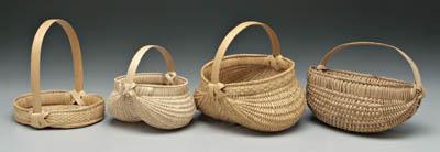 Four oak split baskets: three