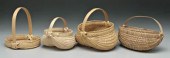 Four oak split baskets: three