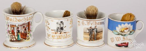 FOUR OCCUPATIONAL SHAVING MUGS, CA.