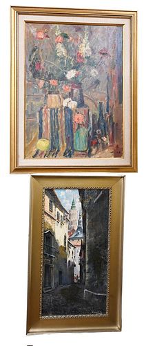 FOUR OIL ON CANVAS PIECES, TO