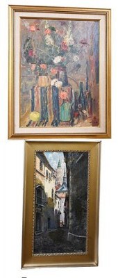 FOUR OIL ON CANVAS PIECES, TO