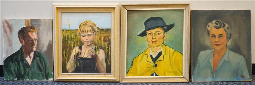 FOUR OIL PAINTING PORTRAITS: FARM