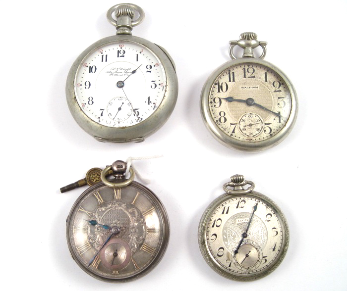 FOUR OPENFACE POCKET WATCHES: 1)
