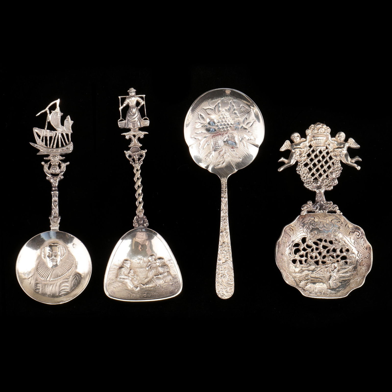 FOUR ORNATE SILVER BON BON