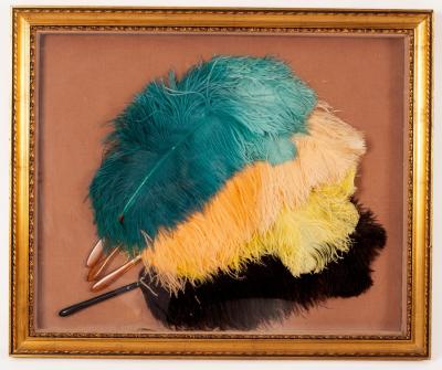 Four ostrich feather fans with